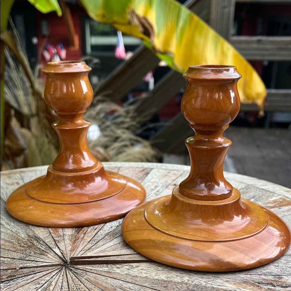 Vintage Wooden Candle Holders